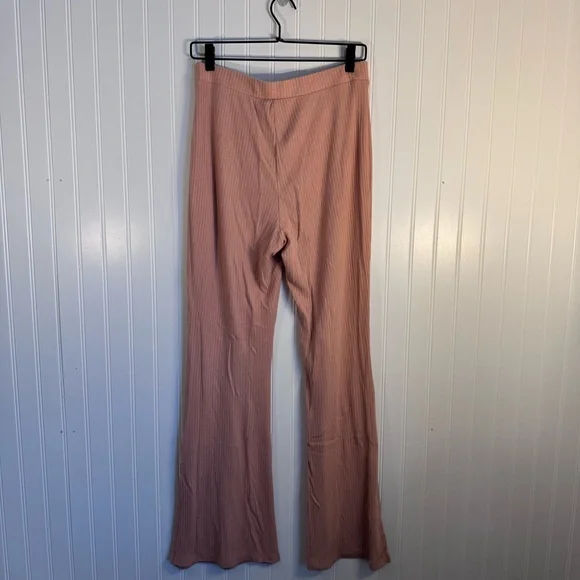 Old Navy High-Waisted Rib-Knit Split Flare Pink Lounge Pants Medium 31” Inseam - Picture 6 of 11